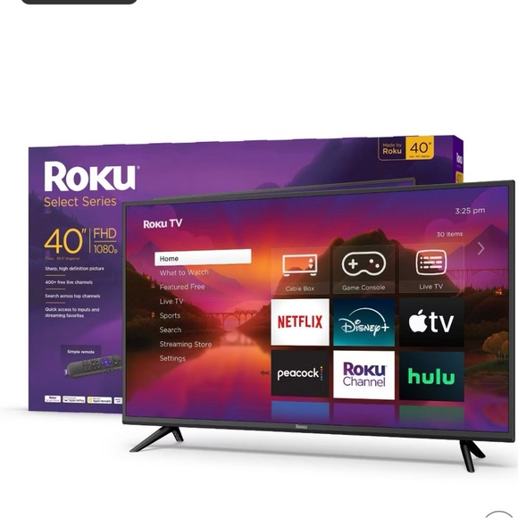 Roku TV with Streaming Apps and Black Frame - Picture 1 of 3